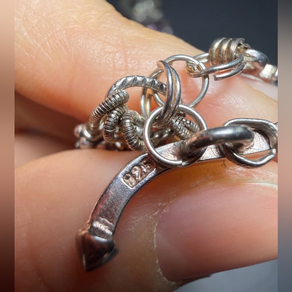 Vintage SJC (Sundancer) "Saki" Sterling Silver & Glass Beaded Toggle Bracelet - Picture 7 of 15